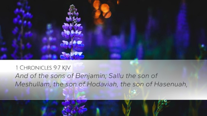 1 Chronicles 9:7 KJV Bible Verse Image