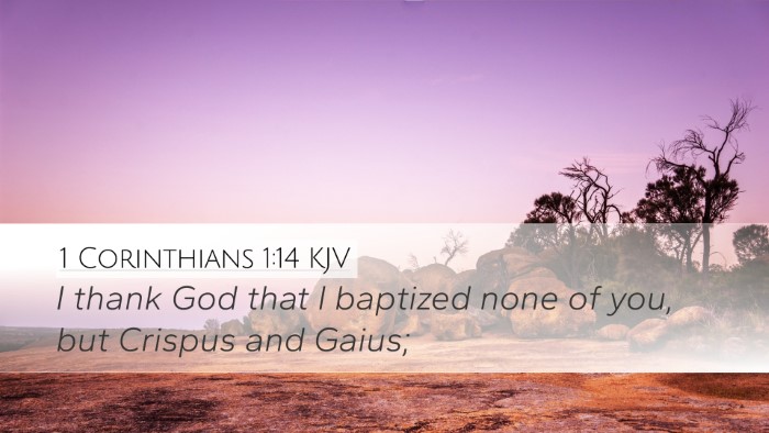 1 Corinthians 1:14 KJV Bible Verse Image