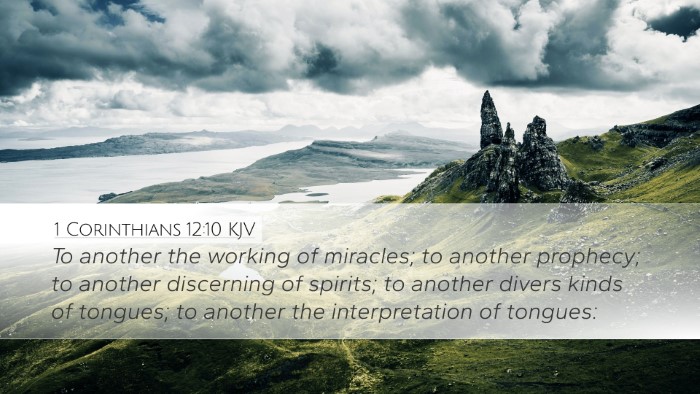 1 Corinthians 12:10 KJV Bible Verse Image