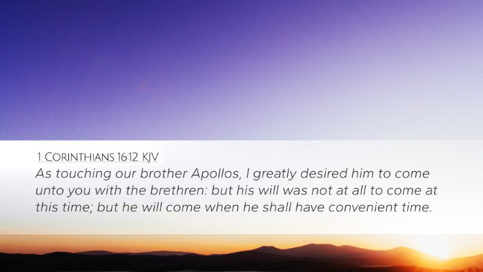 1 Corinthians 16:12 KJV Bible Verse Image