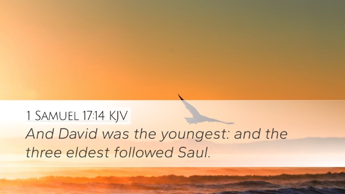 1 Samuel 17:14 KJV Desktop Wallpaper - And David was the youngest: and the three eldest - Desktop Bible Verse Wallpaper