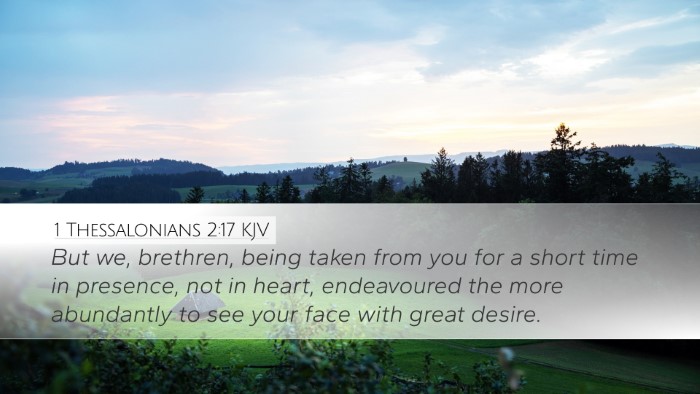 1 Thessalonians 2:17 KJV Bible Verse Image