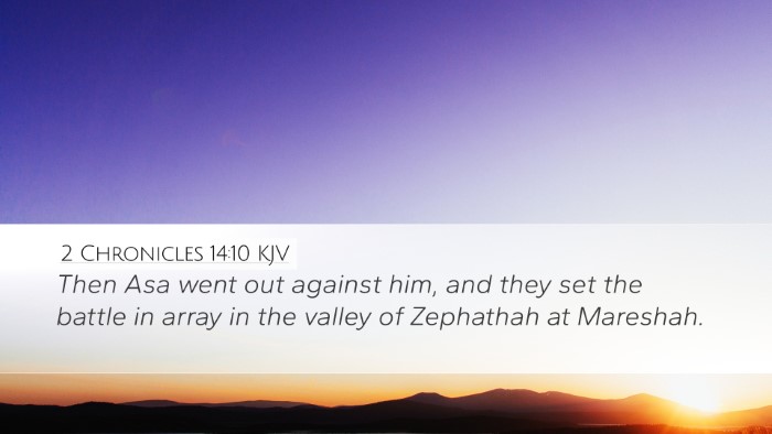2 Chronicles 14:10 KJV Desktop Wallpaper - Then Asa went out against him, and they set the - Desktop Bible Verse Wallpaper