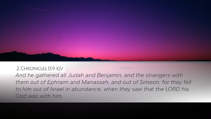 2 Chronicles 15:9 KJV Desktop Wallpaper - And he gathered all Judah and Benjamin, and the - Desktop Bible Verse Wallpaper