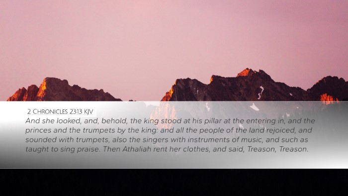 2 Chronicles 23:13 KJV Bible Verse Image