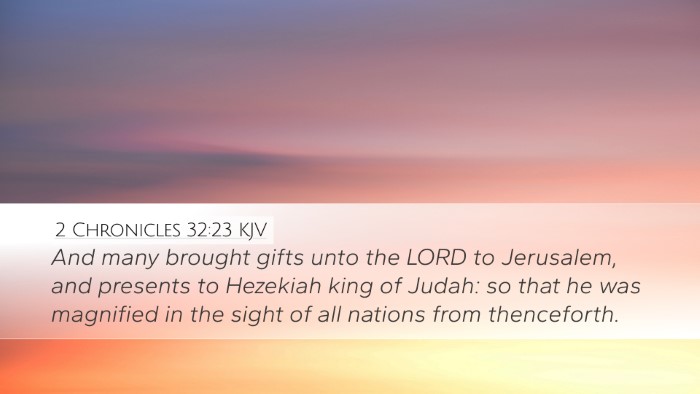 2 Chronicles 32:23 KJV Bible Verse Image
