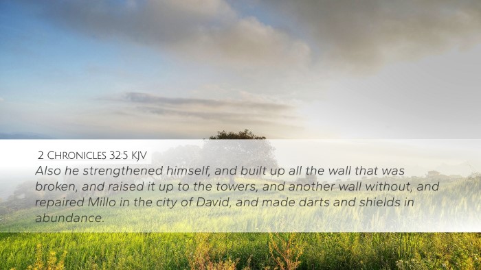 2 Chronicles 32:5 KJV Desktop Wallpaper - Also he strengthened himself, and built up all - Desktop Bible Verse Wallpaper