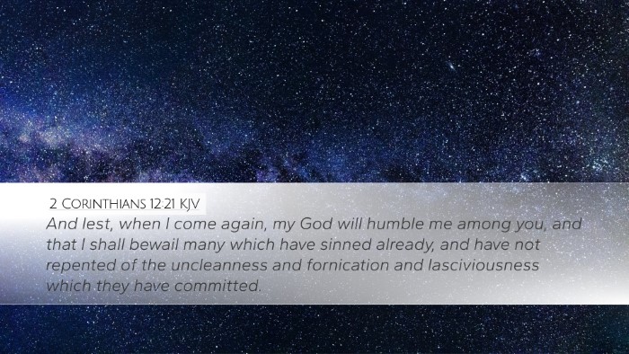 2 Corinthians 12:21 KJV Bible Verse Image