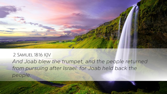 2 Samuel 18:16 KJV Desktop Wallpaper - And Joab blew the trumpet, and the people - Desktop Bible Verse Wallpaper