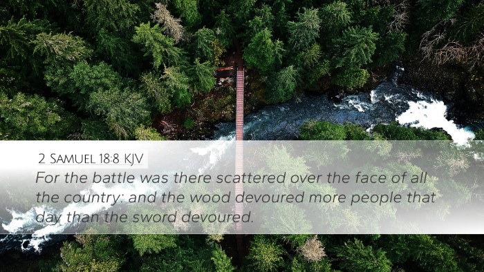 2 Samuel 18:8 KJV Desktop Wallpaper - For the battle was there scattered over the face - Desktop Bible Verse Wallpaper