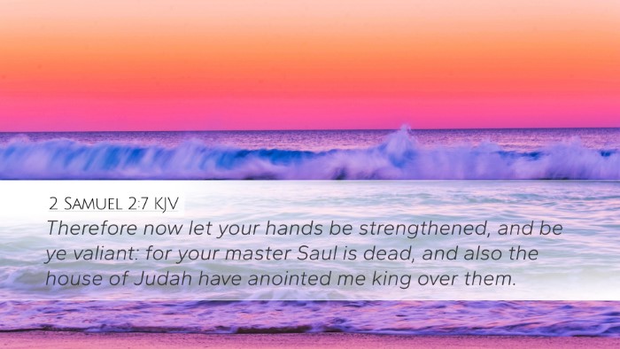 2 Samuel 2:7 KJV Desktop Wallpaper - Therefore now let your hands be strengthened, and - Desktop Bible Verse Wallpaper