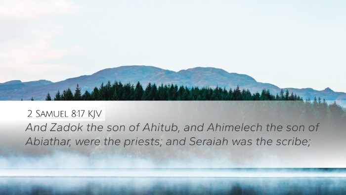 2 Samuel 8:17 KJV Desktop Wallpaper - And Zadok the son of Ahitub, and Ahimelech the - Desktop Bible Verse Wallpaper