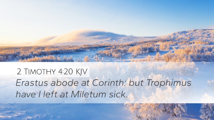 2 Timothy 4:20 KJV Desktop Wallpaper - Erastus abode at Corinth: but Trophimus have I - Desktop Bible Verse Wallpaper