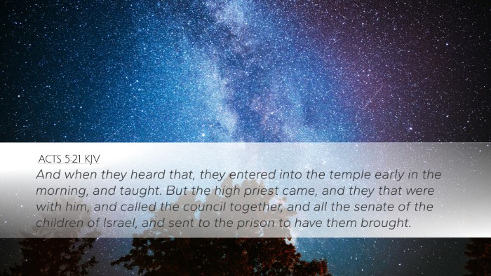 Acts 5:21 KJV Bible Verse Image