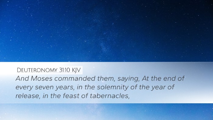 Deuteronomy 31:10 KJV Bible Verse Image