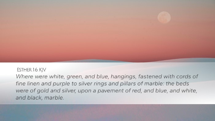 Esther 1:6 KJV Desktop Wallpaper - Where were white, green, and blue, hangings, - Desktop Bible Verse Wallpaper