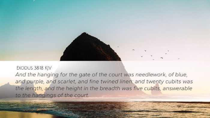 Exodus 38:18 KJV Desktop Wallpaper - And the hanging for the gate of the court was - Desktop Bible Verse Wallpaper