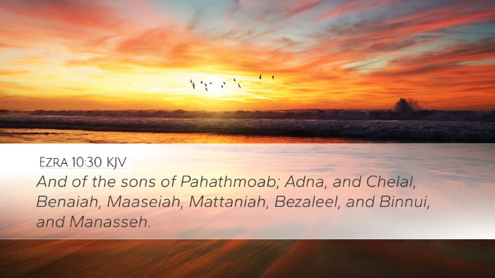 Ezra 10:30 KJV Desktop Wallpaper - And of the sons of Pahathmoab; Adna, and Chelal, - Desktop Bible Verse Wallpaper