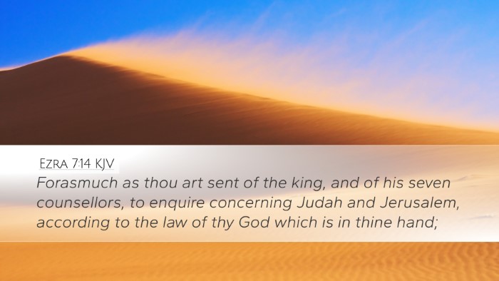 Ezra 7:14 KJV Bible Verse Image