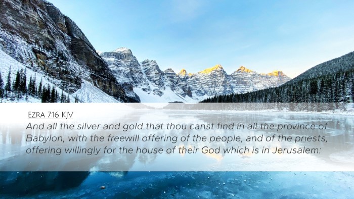 Ezra 7:16 KJV Bible Verse Image