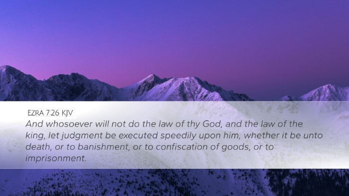 Ezra 7:26 KJV Bible Verse Image