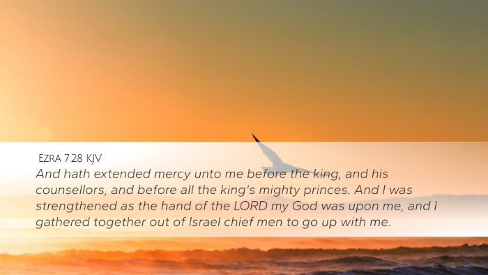 Ezra 7:28 KJV Bible Verse Image
