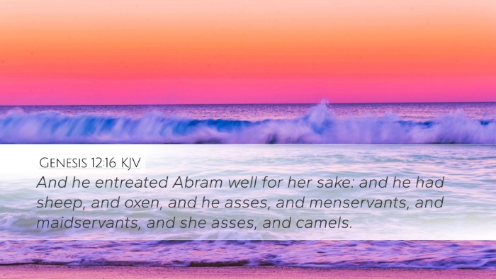 Genesis 12:16 KJV Bible Verse Image