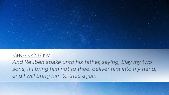 Genesis 42:37 KJV Desktop Wallpaper - And Reuben spake unto his father, saying, Slay my - Desktop Bible Verse Wallpaper