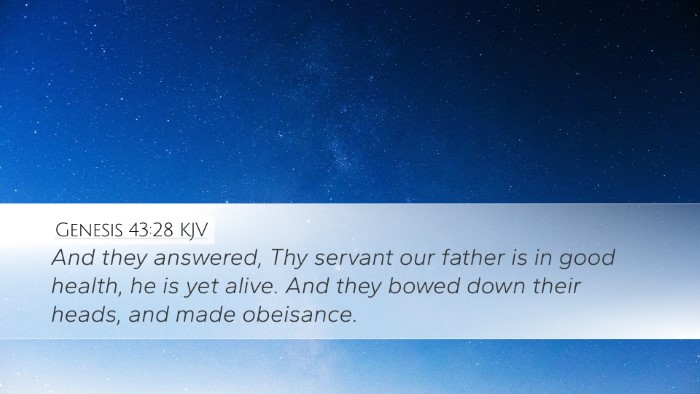 Genesis 43:28 KJV Bible Verse Image