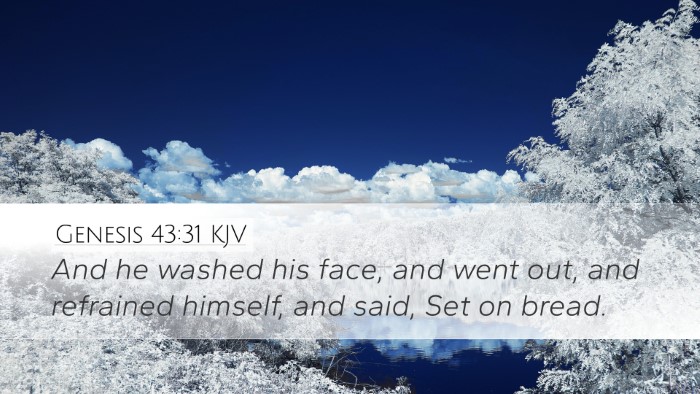 Genesis 43:31 KJV Desktop Wallpaper - And he washed his face, and went out, and - Desktop Bible Verse Wallpaper