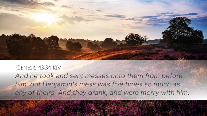Genesis 43:34 KJV Bible Verse Image