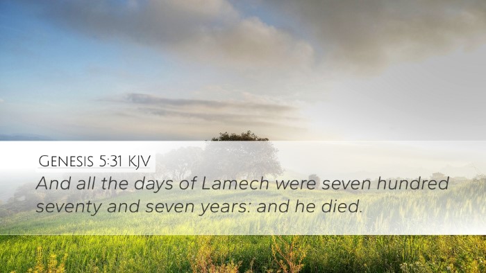 Genesis 5:31 KJV Desktop Wallpaper - And all the days of Lamech were seven hundred - Desktop Bible Verse Wallpaper