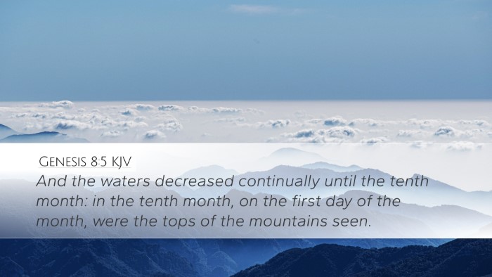 Genesis 8:5 KJV Bible Verse Image