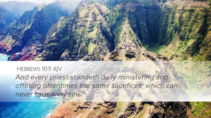 Hebrews 10:11 KJV Bible Verse Image
