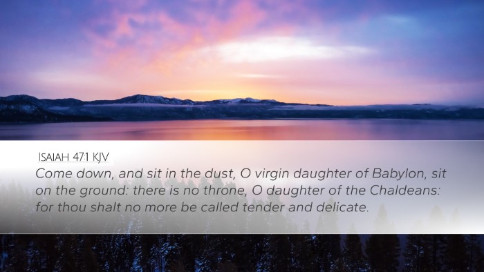 Isaiah 47:1 KJV Desktop Wallpaper - Come down, and sit in the dust, O virgin daughter - Desktop Bible Verse Wallpaper