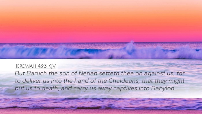 Jeremiah 43:3 KJV Bible Verse Image