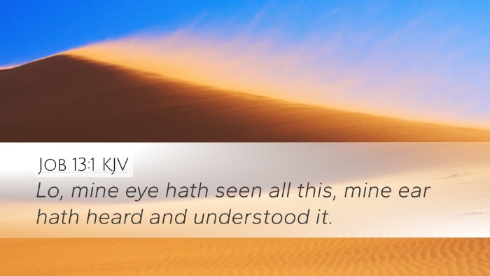 Job 13:1 KJV Desktop Wallpaper - Lo, mine eye hath seen all this, mine ear hath - Desktop Bible Verse Wallpaper