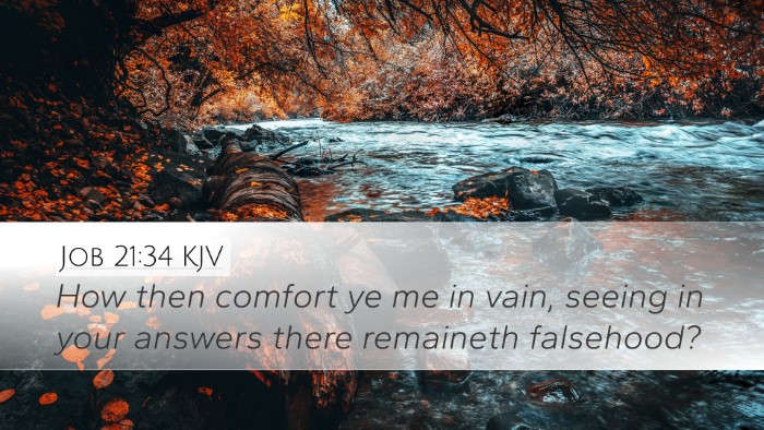 Job 21:34 KJV Bible Verse Image