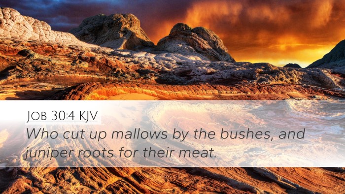 Job 30:4 KJV Desktop Wallpaper - Who cut up mallows by the bushes, and juniper - Desktop Bible Verse Wallpaper
