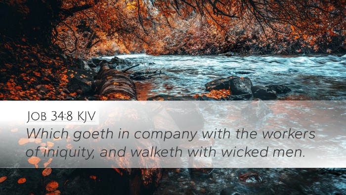 Job 34:8 KJV Bible Verse Image