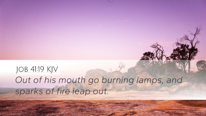 Job 41:19 KJV Desktop Wallpaper - Out of his mouth go burning lamps, and sparks of - Desktop Bible Verse Wallpaper