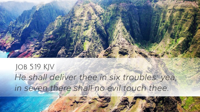 Job 5:19 KJV Bible Verse Image