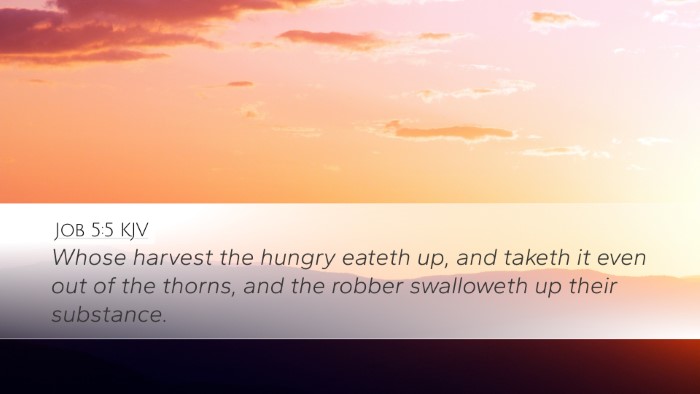 Job 5:5 KJV Bible Verse Image