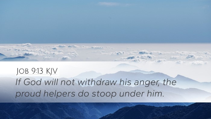Job 9:13 KJV Bible Verse Image