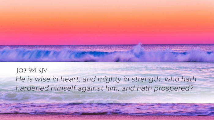 Job 9:4 KJV Bible Verse Image