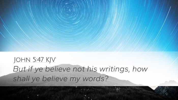 John 5:47 KJV Desktop Wallpaper - But if ye believe not his writings, how shall ye - Desktop Bible Verse Wallpaper