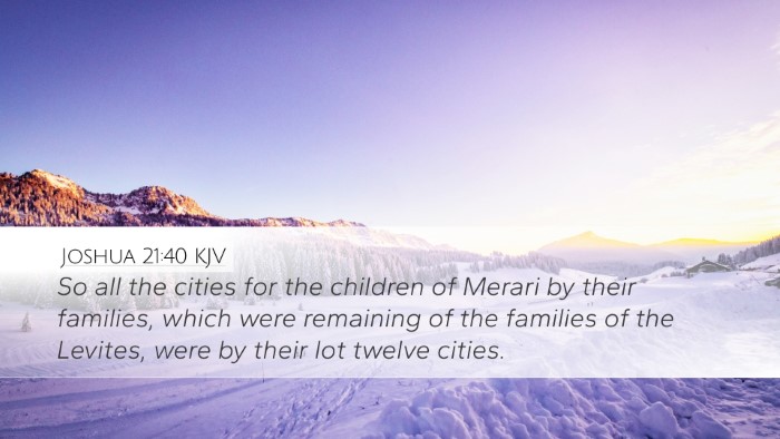 Joshua 21:40 KJV Desktop Wallpaper - So all the cities for the children of Merari by - Desktop Bible Verse Wallpaper