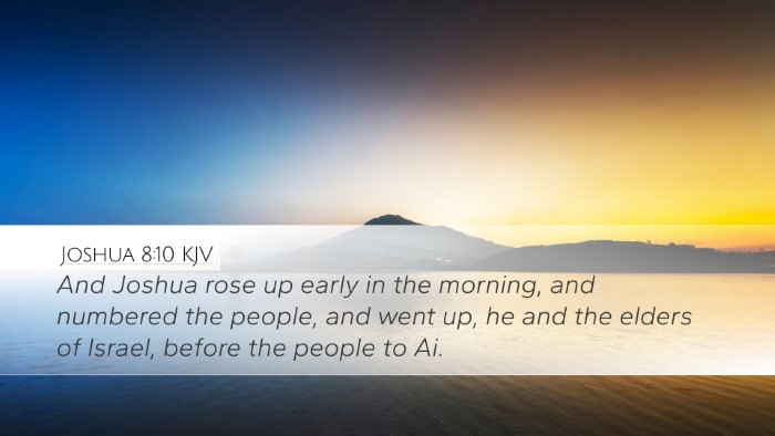 Joshua 8:10 KJV Desktop Wallpaper - And Joshua rose up early in the morning, and - Desktop Bible Verse Wallpaper