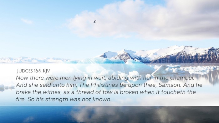 Judges 16:9 KJV Desktop Wallpaper - Now there were men lying in wait, abiding with - Desktop Bible Verse Wallpaper