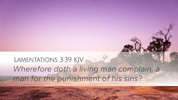 Lamentations 3:39 KJV Bible Verse Image